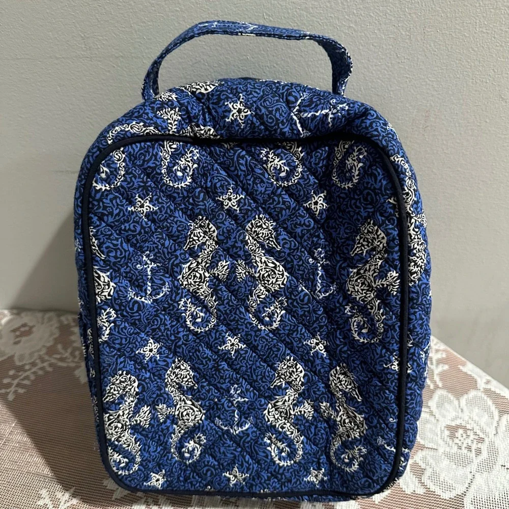 Vera Bradley Quilted Lunch Bag Seahorse‎ of Course Case Blue Nautical Pattern